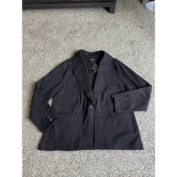 Torrid One button Cozy Fleece Tailored Blazer Jacket Black 2X Career Office New